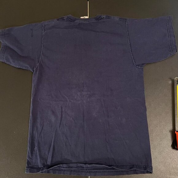 Y2K 2000 USA Eagle Graphic Tee Fruit of the Loom M Navy Blue Vintage Grunge Tee - Picture 7 of 7